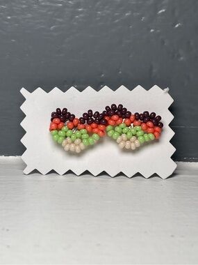 Huichol Beaded Heart Stud Earrings